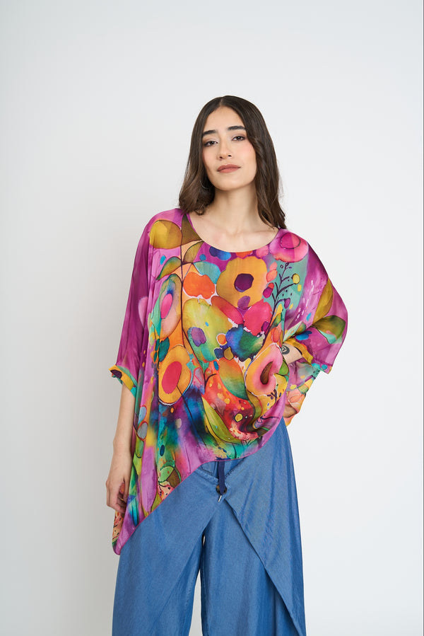 Blusa Mujer Ida Cuello redondo Magenta Lineatre