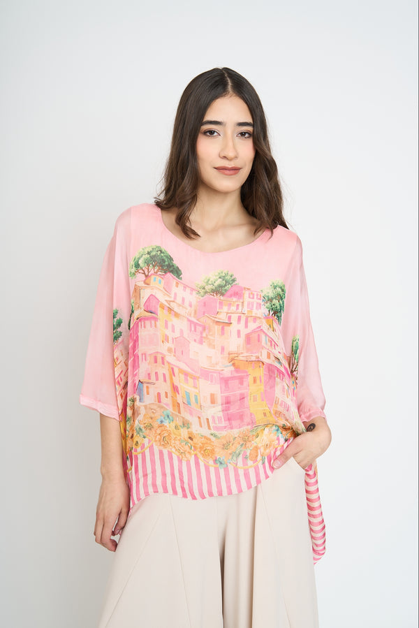 Blusa Mujer Ida Cuello redondo Rosa Lineatre