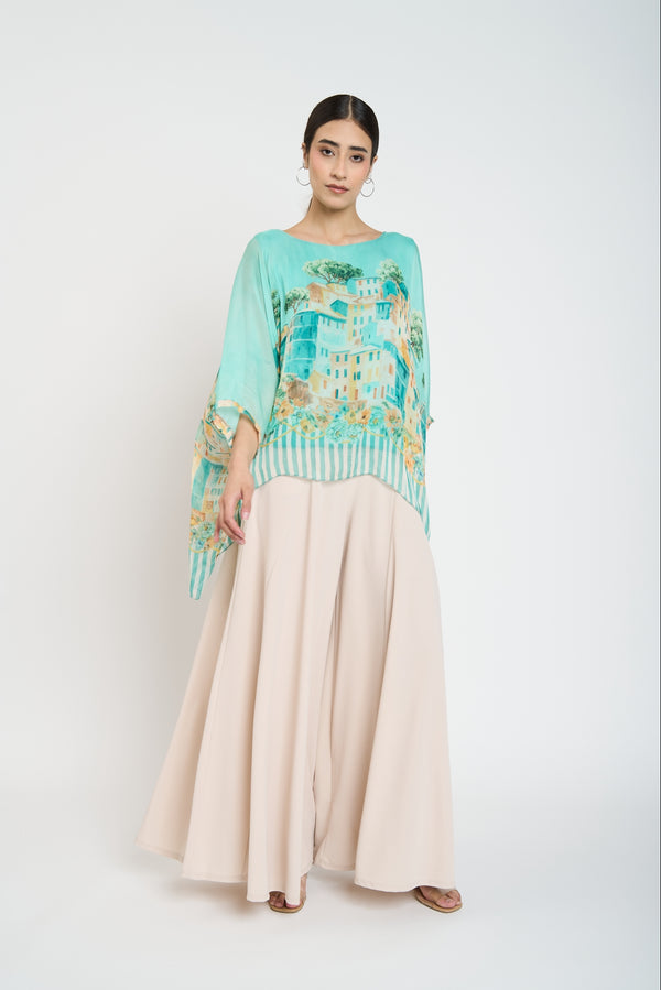 Blusa Mujer Ida Cuello redondo Turquesa Lineatre