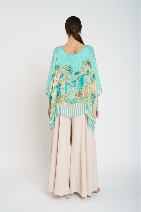 Blusa Mujer Ida Cuello redondo Turquesa Lineatre