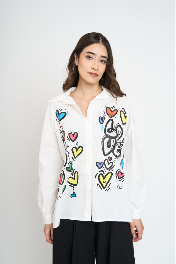 Blusa Mujer Silvana Cuello con solapa Corazón Lineatre