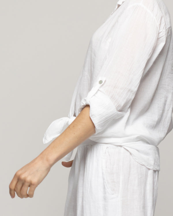 Blusa Mujer Betsabe de Algodón Manga Larga Lisa Blanca Lineatre