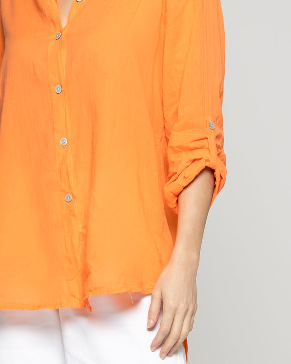 Blusa Mujer Betsabe de Algodón Manga Larga Lisa Naranja Lineatre