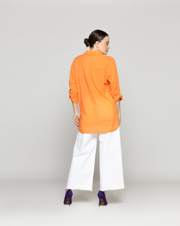 Blusa Mujer Betsabe de Algodón Manga Larga Lisa Naranja Lineatre