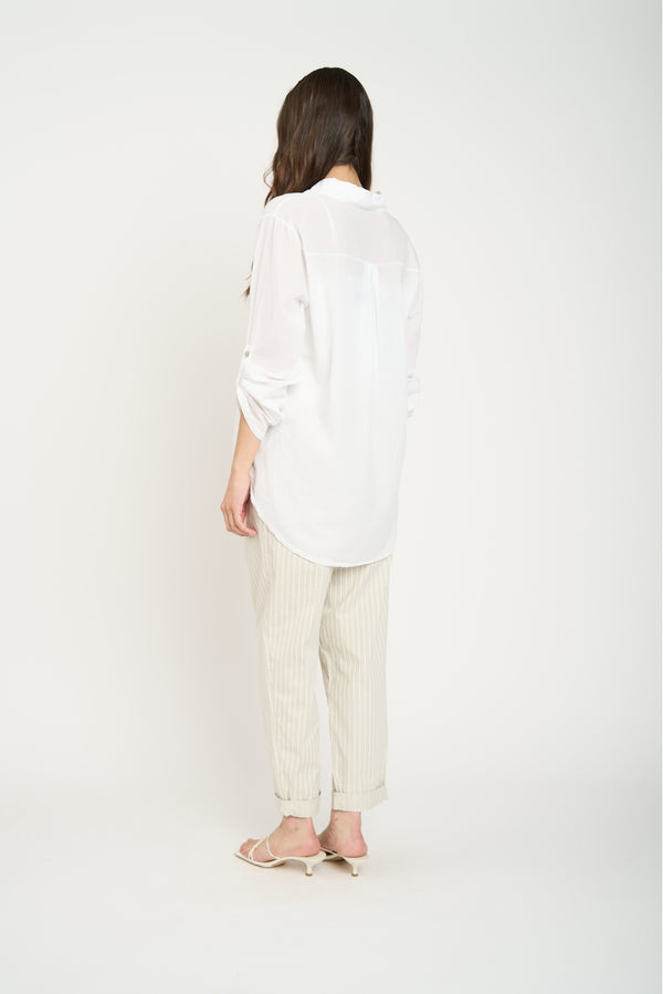 Pantalón Mujer Luz Largo Tiro Alto Beige Lineatre