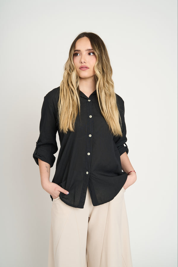 Blusa Mujer Maria Escote en V Negro Lineatre