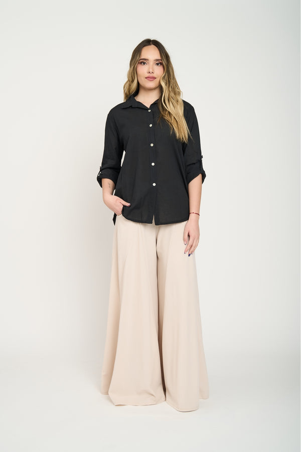 Blusa Mujer Maria Escote en V Negro Lineatre