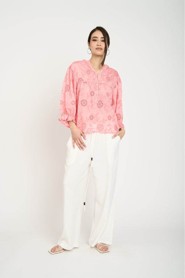 Blusa Mujer Renata Escote en V Coral Lineatre