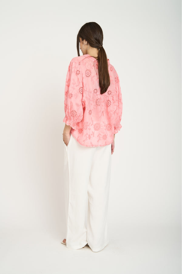 Blusa Mujer Renata Escote en V Coral Lineatre