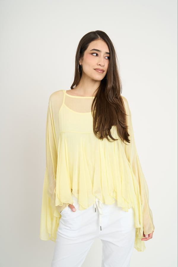Blusa Mujer Anna Cuello redondo Amarillo Lineatre