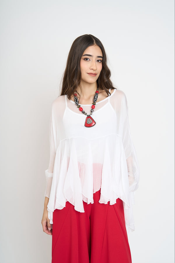 Blusa Mujer Anna Cuello redondo Blanco Lineatre