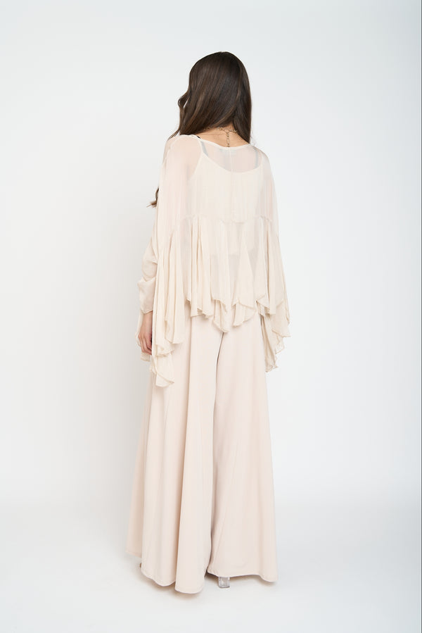 Blusa Mujer Anna Cuello redondo Beige Lineatre