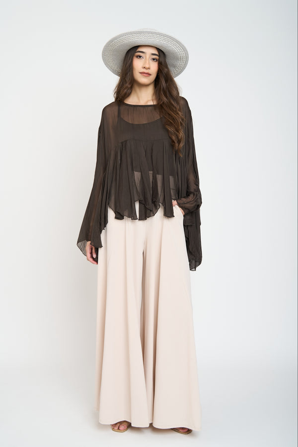 Blusa Mujer Anna Cuello redondo Moro Lineatre