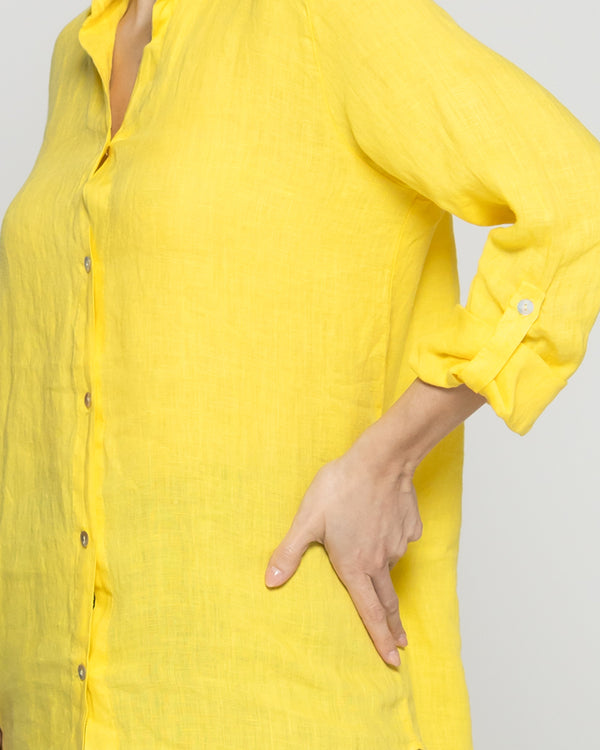 Blusa Mujer Belén Lino Manga Larga Amarilla Lineatre