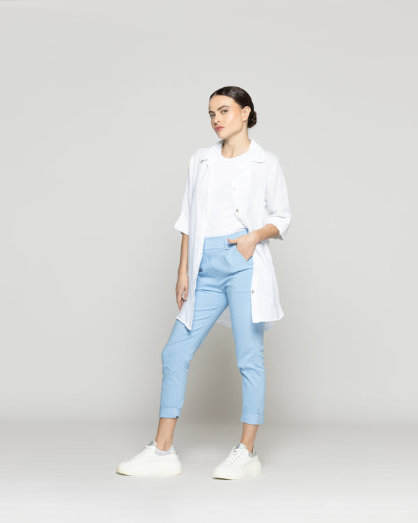 Blusa Mujer Belén Lino Manga Larga Blanca Lineatre
