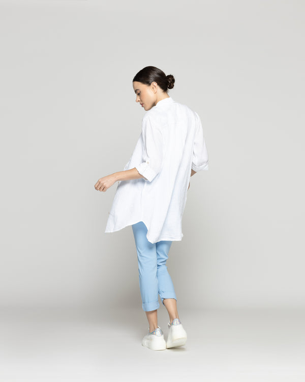 Blusa Mujer Belén Lino Manga Larga Blanca Lineatre