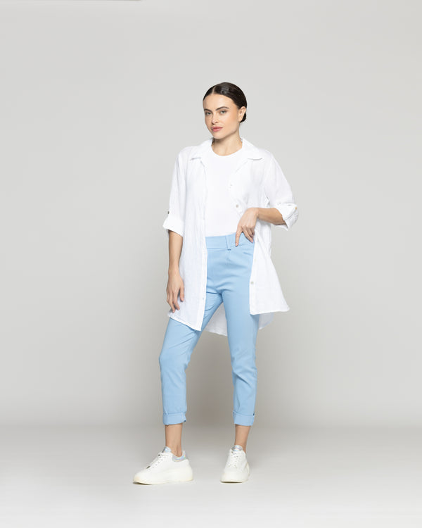 Blusa Mujer Belén Lino Manga Larga Blanca Lineatre