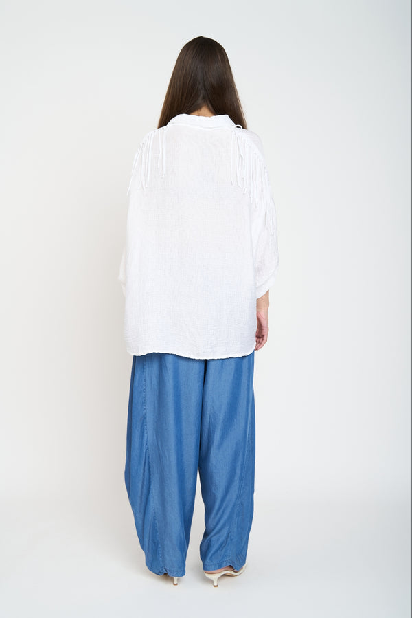 Blusa Mujer Gloria Cuello con solapa Blanco Lineatre