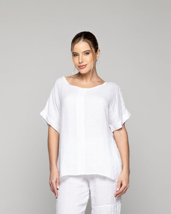 Blusa Mujer Bianca Manga Corta Blanca Lineatre