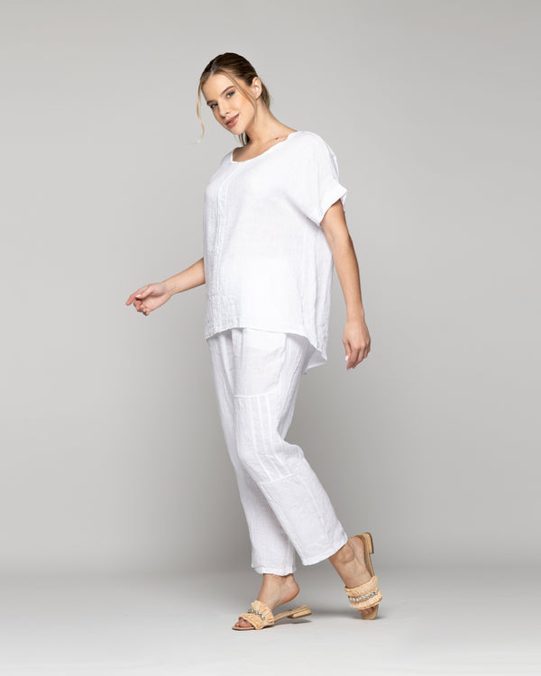 Blusa Mujer Bianca Manga Corta Blanca Lineatre