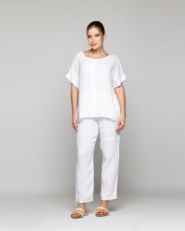 Blusa Mujer Bianca Manga Corta Blanca Lineatre
