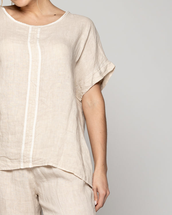 Blusa Mujer Bianca Manga Corta Beige Lineatre