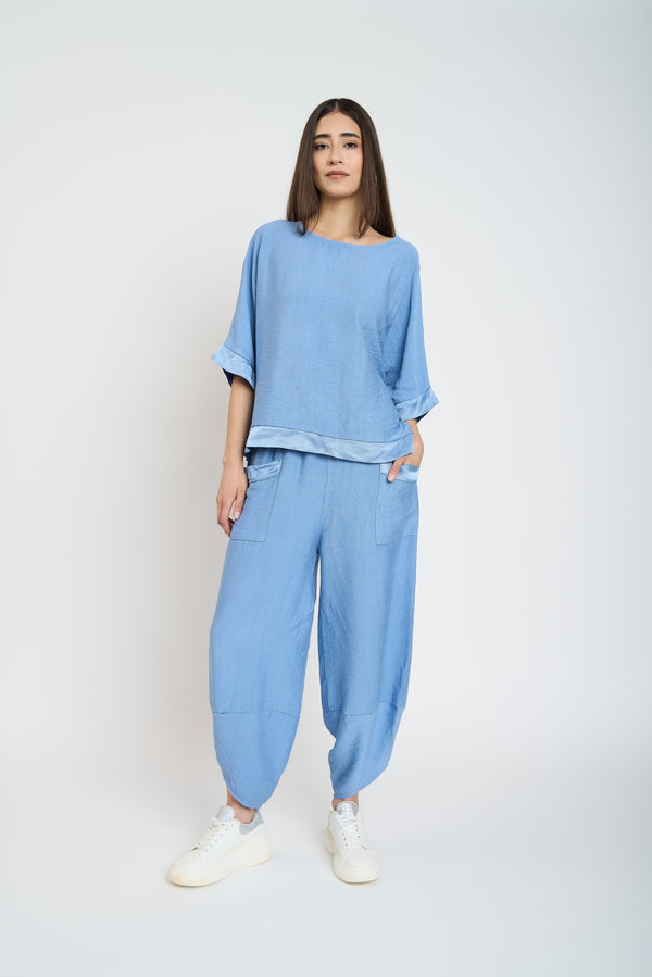 Blusa Mujer Clara Cuello redondo Jeans Lineatre