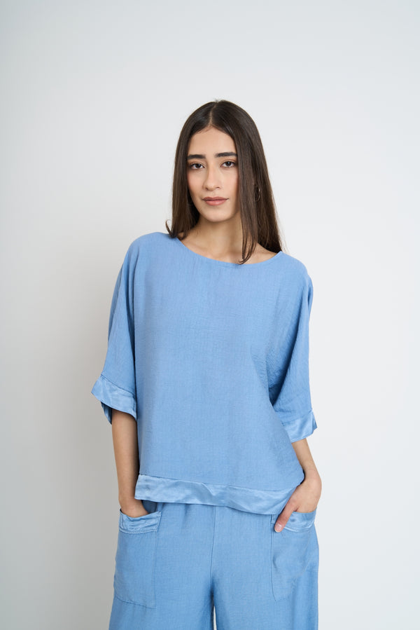 Blusa Mujer Clara Cuello redondo Jeans Lineatre