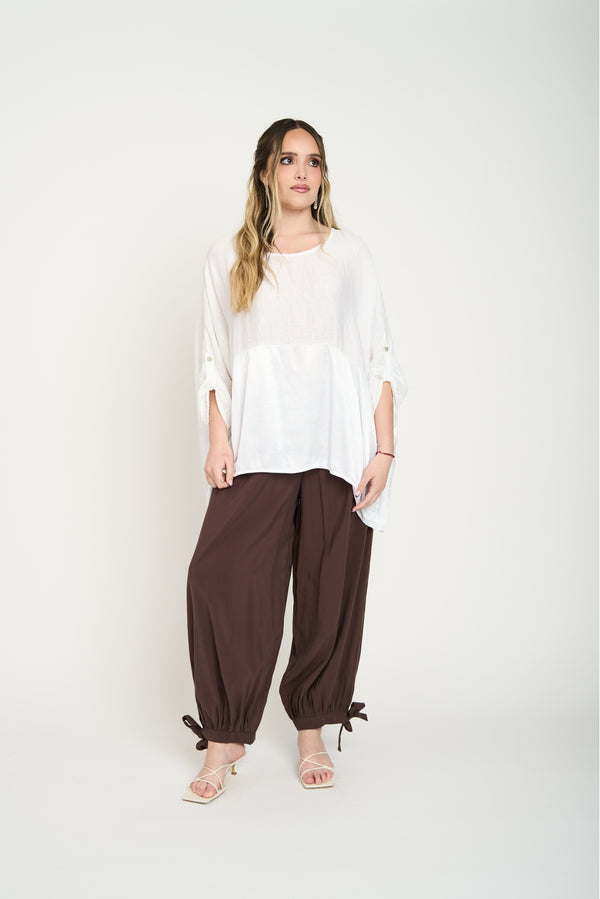 Blusa Mujer Maia Cuello redondo Blanco Lineatre