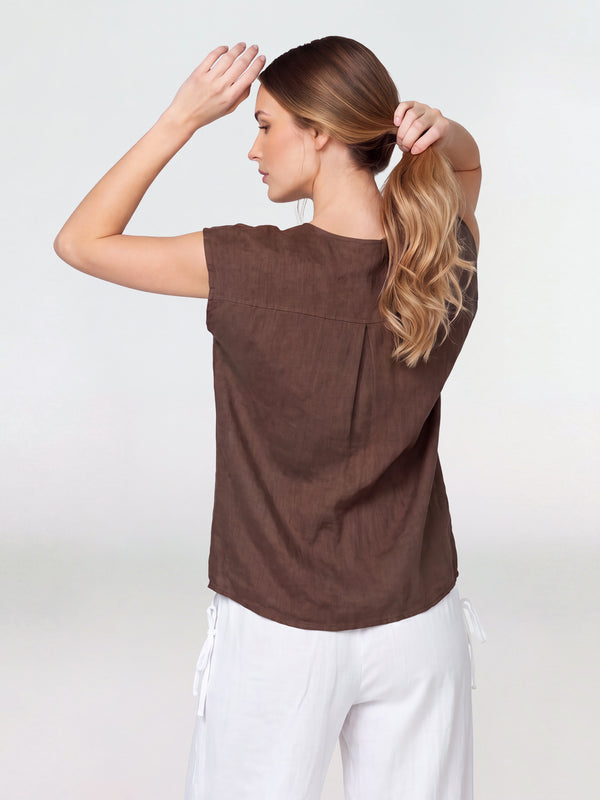Blusa Mujer Giovanna Escote en V Chocolate Lineatre