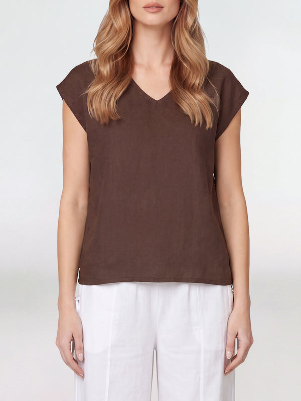 Blusa Mujer Giovanna Escote en V Chocolate Lineatre