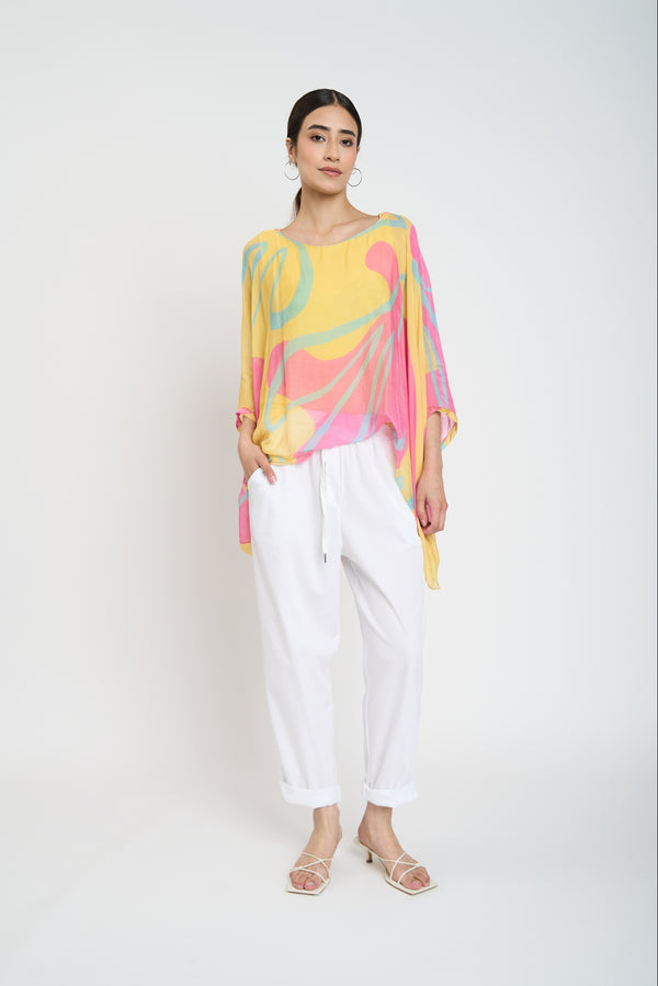 Blusa Mujer Lara Cuello redondo Amarillo Lineatre