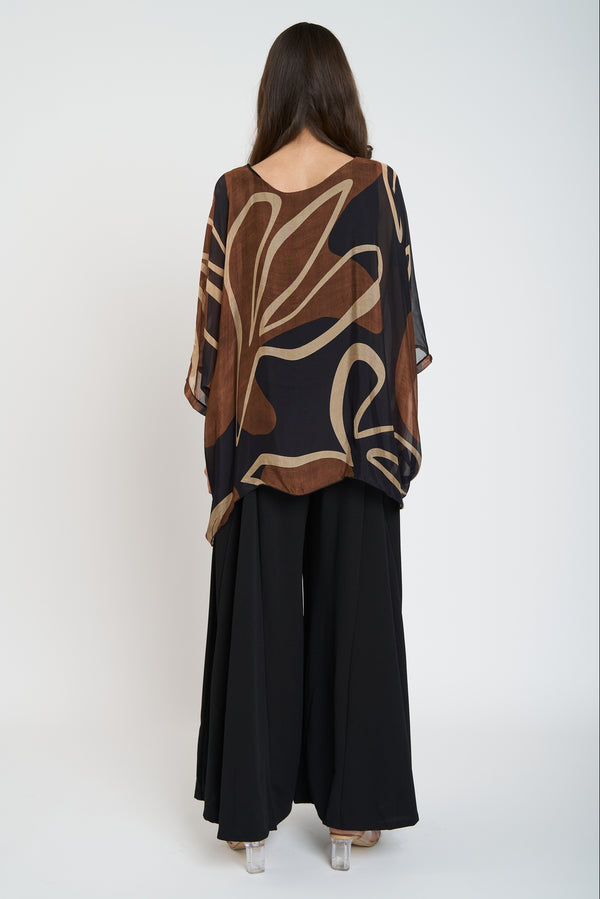 Blusa Mujer Lara Cuello redondo Chocolate Lineatre