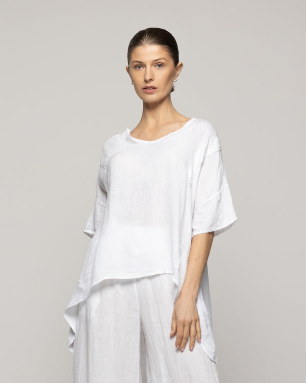 Blusa Mujer Blaise De Lino Con Lentejuelas Blanca Lineatre