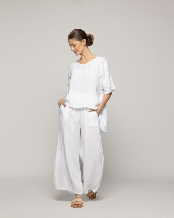 Blusa Mujer Blaise De Lino Con Lentejuelas Blanca Lineatre