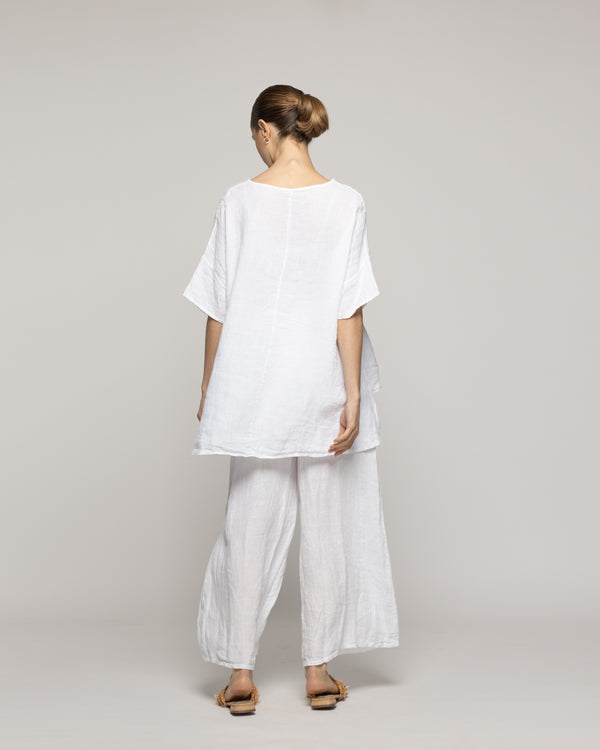 Blusa Mujer Blaise De Lino Con Lentejuelas Blanca Lineatre
