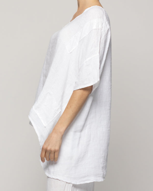 Blusa Mujer Blaise De Lino Con Lentejuelas Blanca Lineatre