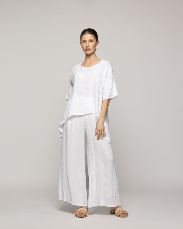 Blusa Mujer Blaise De Lino Con Lentejuelas Blanca Lineatre