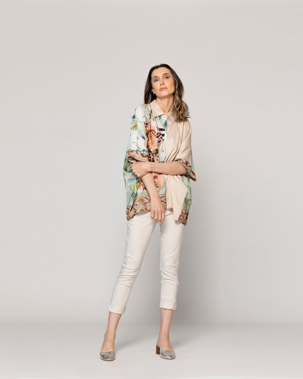 Camisa Mujer Blake Algodón Con Estampado Animal Beige Lineatre