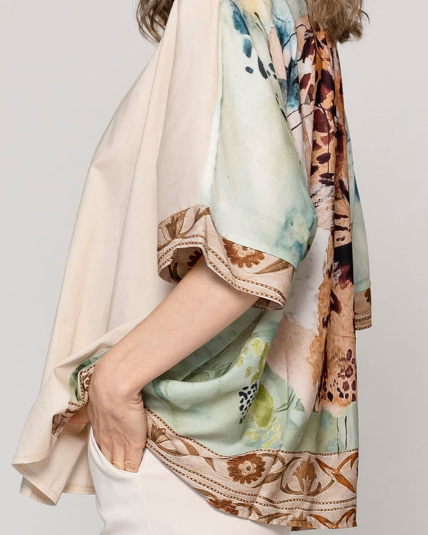 Camisa Mujer Blake Algodón Con Estampado Animal Beige Lineatre