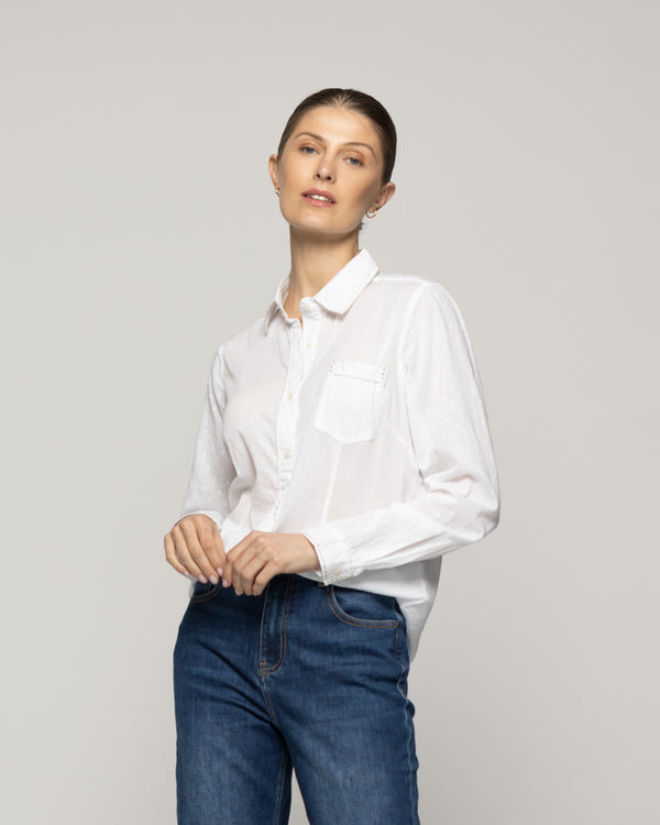 Blusa Mujer Brisela Camisera Blanca Lineatre
