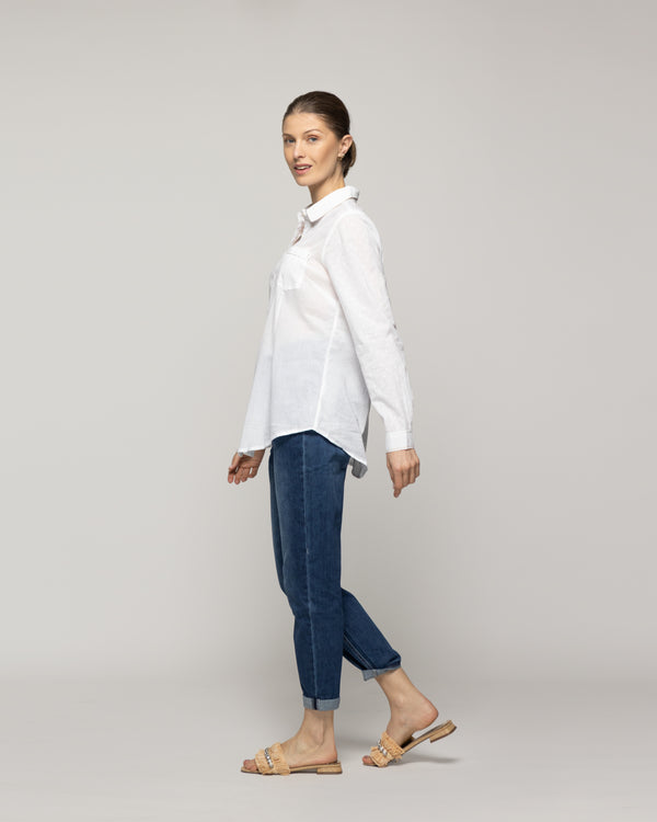 Blusa Mujer Brisela Camisera Blanca Lineatre