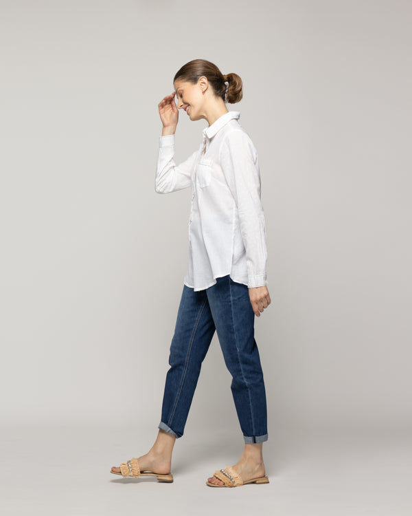 Blusa Mujer Brisela Camisera Blanca Lineatre