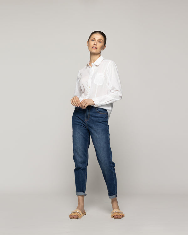 Blusa Mujer Brisela Camisera Blanca Lineatre