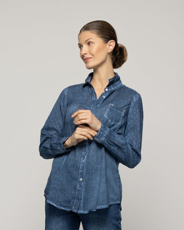 Blusa Mujer Brisela Camisera Azul Lineatre