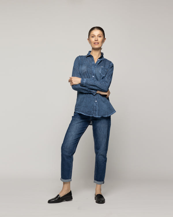 Blusa Mujer Brisela Camisera Azul Lineatre