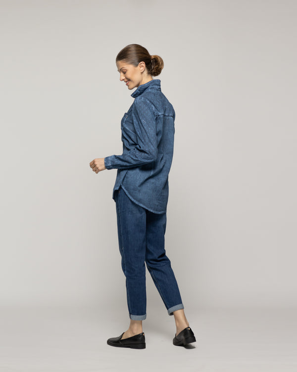 Blusa Mujer Brisela Camisera Azul Lineatre