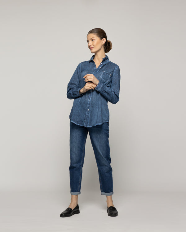 Blusa Mujer Brisela Camisera Azul Lineatre