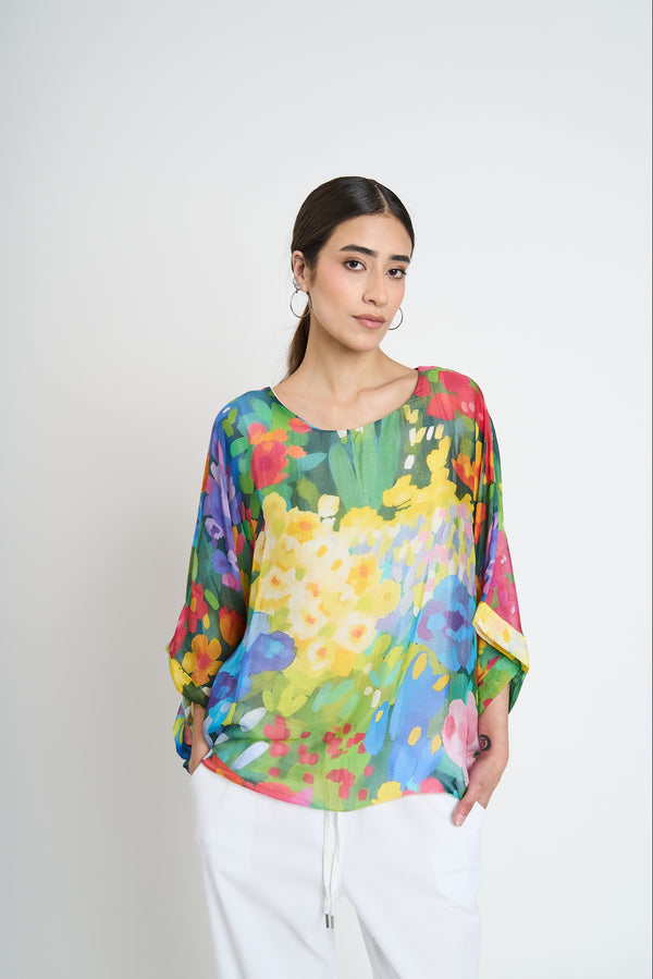 Blusa Mujer Silvia Cuello redondo Verde Lineatre
