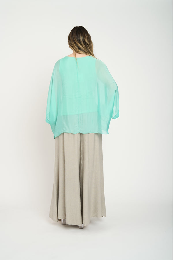 Blusa Mujer Cecilia Cuello redondo Agua Lineatre
